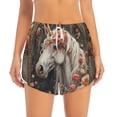 thumbnail image 2 of Daiia Vintage Floral White Horse Pattern Women's 2 in 1 Running Shorts - Lightweight Athletic Workout Gym Yoga Shorts Liner with Phone Pockets-XX-Large, 2 of 7