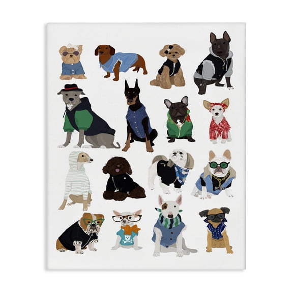 Stupell Industries Contemporary Dogs with Various Fashion Canvas Art, 24 x 30, by Hanna Melin