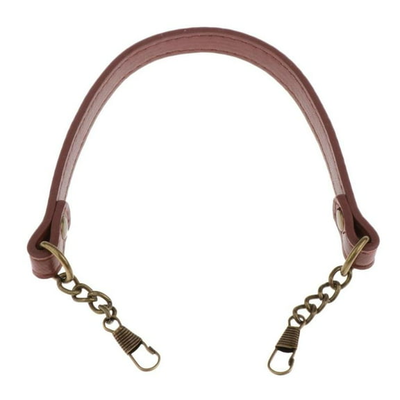 Leather Bag Replacement Strap Metal Hook Handbag Purse Tote Bag Handle 36cm - Coffee