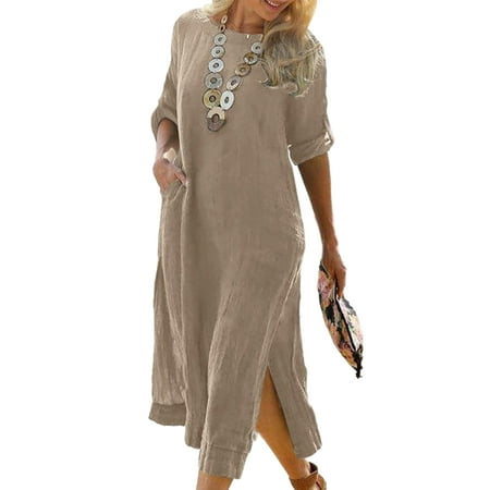 

Wrcnote Loose Nightshirt Dress for Womens Casual Lounge Sleepshirt Dress Pockets Nightwear Pajama Dresses