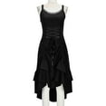 thumbnail image 4 of Wiyuqeen Women Renaissance Victoria Dress Sleeveless Solid Gothic Lace Lace-up Ruffled Cinched Ruched High Low Midi Dress Halloween Costume, 4 of 9