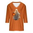 thumbnail image 5 of PNTUTB Women's Fashion Comfortable Halloween Printed 3/4 Sleeve V Neck Casual Basic Tops Blouse, 5 of 6