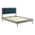 thumbnail image 2 of Modway Willow Lit Plateforme Grand en Bois avec Pattes Évasées Gris/azur, 2 of 11