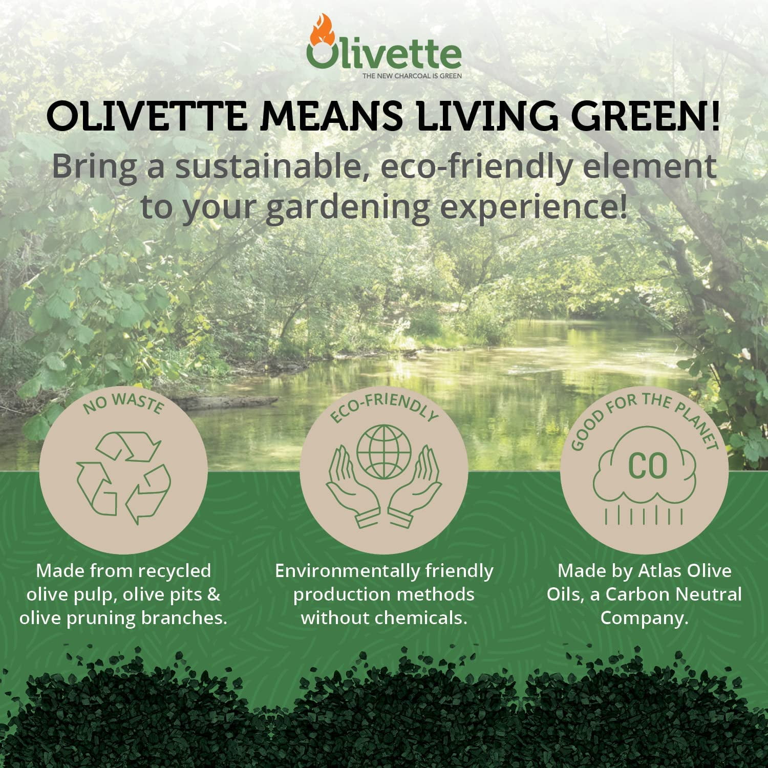 Horticultural Activated Charcoal for Plants by Olivette | Terrarium Horticulture Moisture Absorbers | Terrarium Supplies | USDA Organic Certified | Made from Recycled Olive Tree Byproducts | 3 Bags