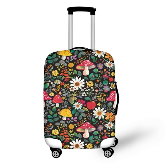 HELLHERO Mushroom Floral Dustproof Suitcase Cover for Family, All Size Elastic Easy Clean Luggage Protective Case