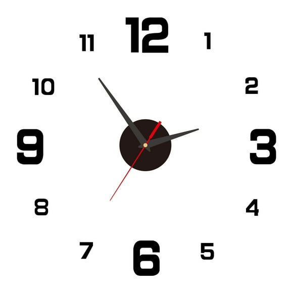 Creative Digital Glow Clock Personalized Home DIY Wall Clock No Punch Decoration Wall Sticker Clock Acrylic Wall Clock Black 40cm