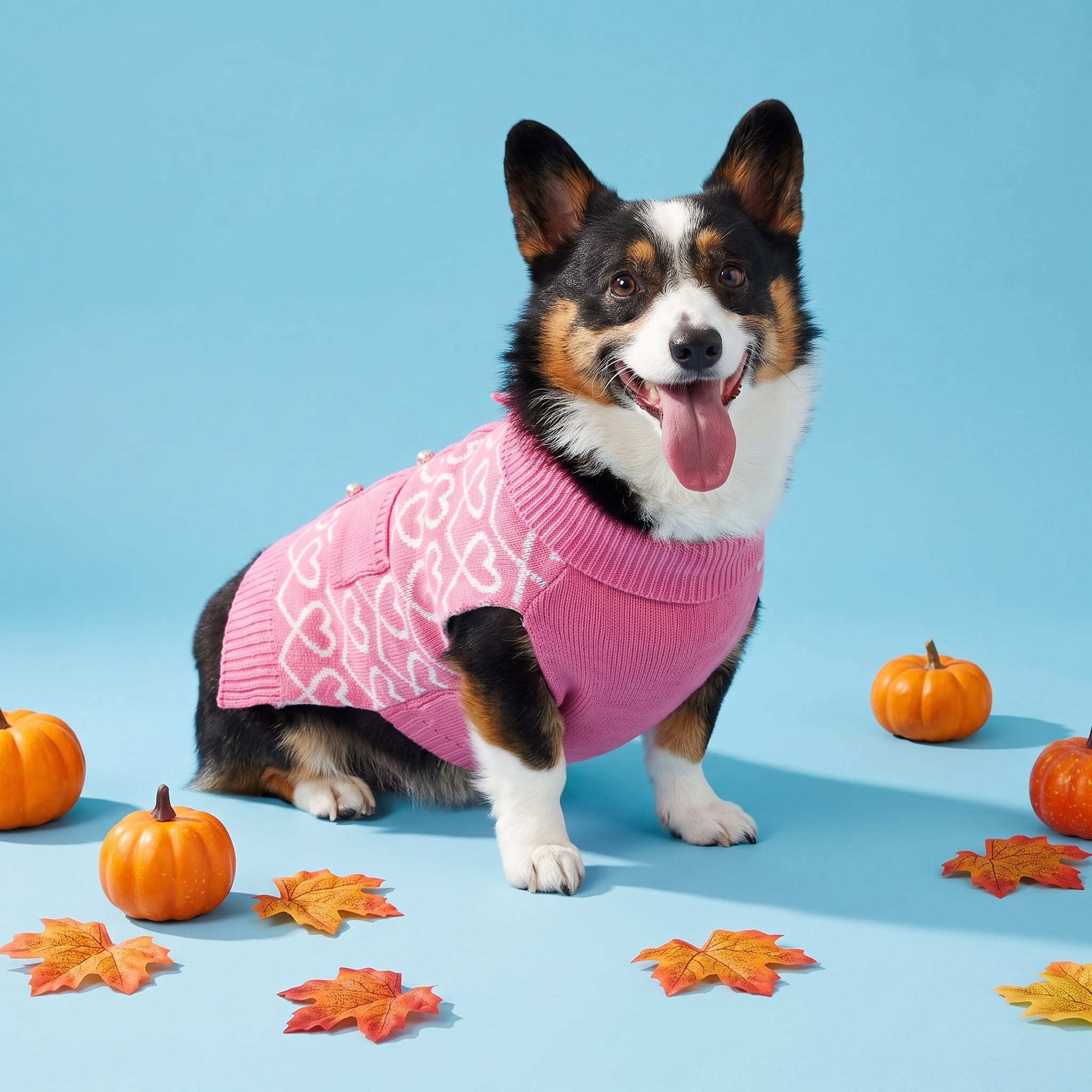 Vibrant Life Sweater for Dogs, Hearts with Pearl Buttons, Pink, M