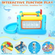 Veeboto PVC Bouncy Castle, Indoor Outdoor Inflatable Bounce House with Jumping Area, Basketball Hoop, Pool, 135W Blower