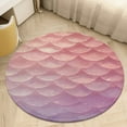 thumbnail image 4 of Mermaid Fish Scales Soft Bedroom Round Area Rug, Washable Cute Nursery Circle Throw Mat, Non-Slip Contemporary Small Low Pile Floor Carpet for Dorm Bedside, 4 of 6