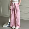 thumbnail image 5 of Fozruso Girls Casual Pants Girls Pants Casual Straight Leg Checkered Print Elastic Waist Comfortable Daily Wear For Kids Age 6 15 For School Outdoor Vacation Spring Summer Fall Sizes 120, 5 of 6