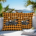 thumbnail image 5 of Outdoor Waterproof Pillow Covers Halloween Black Truck Decorative Throw Pillow Protectors,Ghost Bat on Orange Plaid Pillowcase Cushion Cases for Patio Sofa Garden Couch,24x24in,Pack of 2, 5 of 9