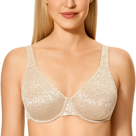 

DELIMIRA Women s Full Coverage Unlined Plus Size Underwire Seamless Mesh Bra