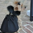thumbnail image 4 of Black Wool  Dog Coat Harness  Fur Collar with Matching Leash, 4 of 4