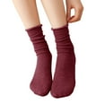 thumbnail image 4 of MZXELPRJD No Show Socks Womens Winter Solid Thick Warm Socks Cozy Crew Socks, White Ankle Socks Woman Wine, 4 of 5