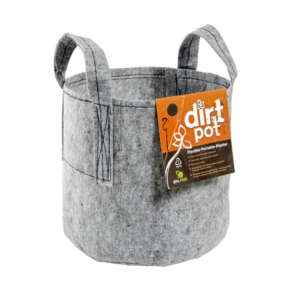 Hydrofarm Dirt Pot Flexible Portable 7-Gallon Gray Planter With Handles | HGDB7