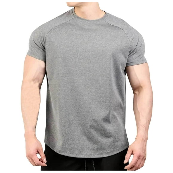 cfhntfmh Mens T-Shirts Summer Slim Stretch Short Sleeve Shirts Athletic Crewneck Running Workout Quick Dry Shirt