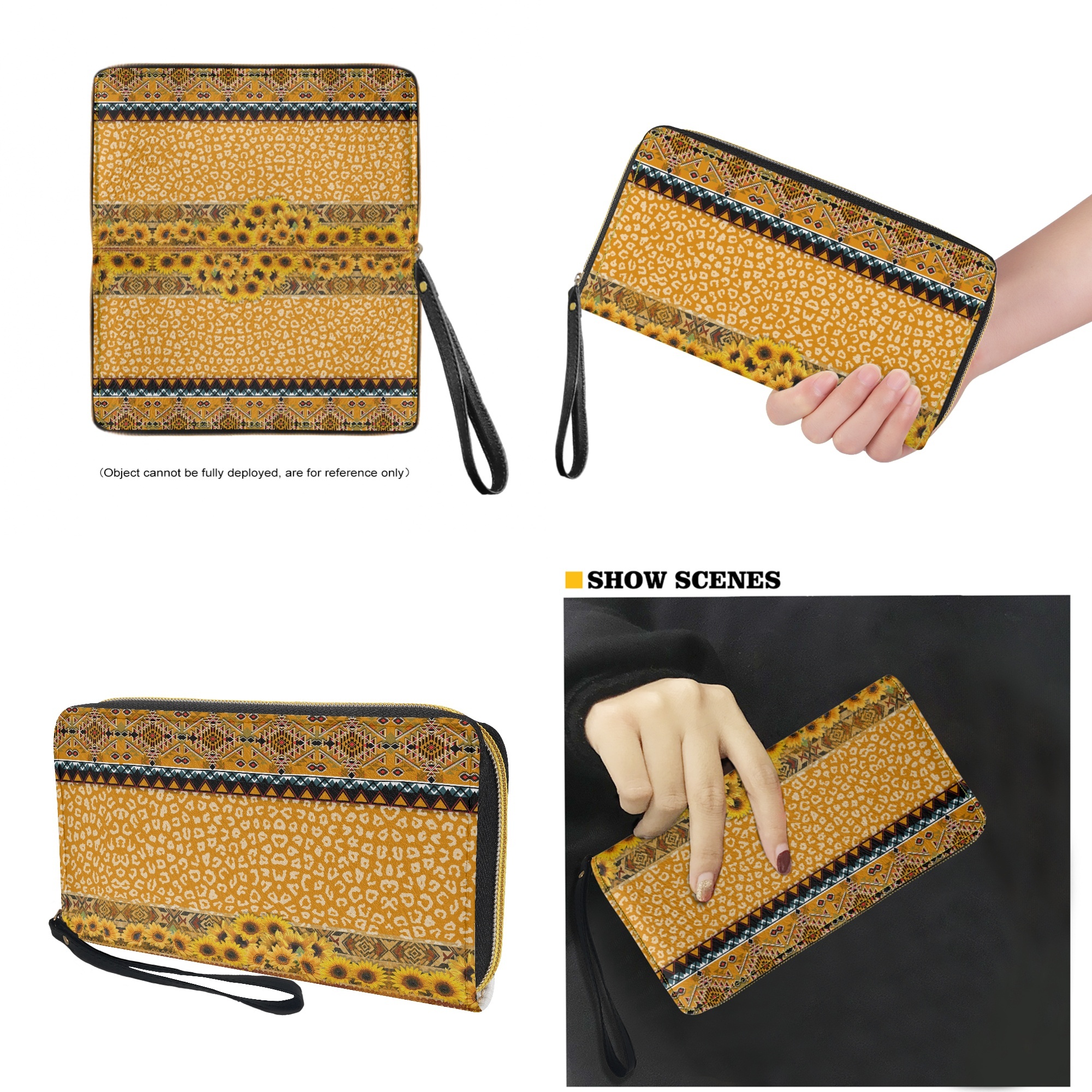 ZUXONGSY Aztec Sunflower Leopard Print Women's Satchel Purse Set Lightweight Top Handle Handbag with Wristlet Wallet PU Leather for Shopping Work