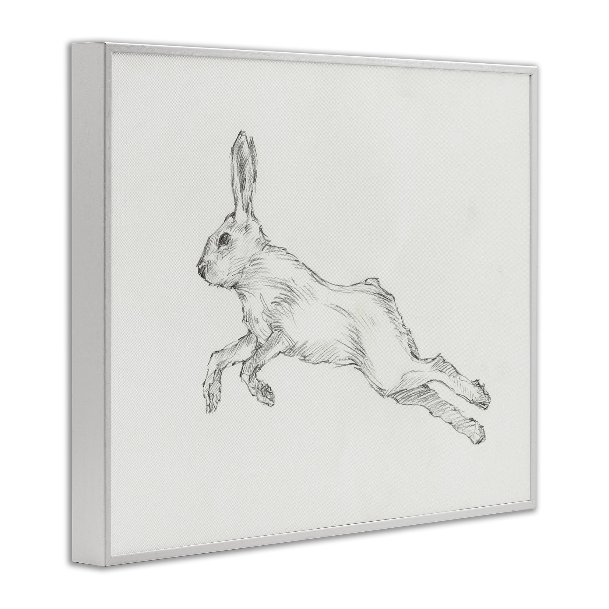 Stupell Industries Rabbit Hopping Sketch Animals & Insects Drawing White Framed Art Print Wall Art, 14 x 11