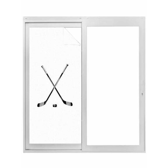 Ice Hockey Window Privacy Film, Modern Minimalist Ball Sports Game Art Static Cling UV Sun Blocking Tint Film Heat Control Windows Films for Bedroom Bathroom, Window Stickers 17.7"x39.3"