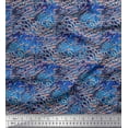 thumbnail image 2 of Soimoi Blue Cotton Duck Fabric Peacock & Fish Animal Skin Decor Fabric Printed Yard 44 Inch Wide, 2 of 3