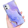 thumbnail image 1 of HAHDAXIA Luxury Glitter Marble Pattern iPhone 11 Square Edge Case,Chic Slim Golden Plating TPU Silicone Rubber Gel Sturdy Protective Bumper Cases Cover(Purple), 1 of 6