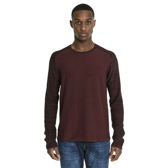 Buffalo David Bitton Men's Wuqui Contrast Raglan Sleeve Sweater in Oxblood-Small