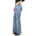 thumbnail image 4 of Women's Bell Bottom Star Jeans Elastic High Waisted Flared Jeans Denim Pants With Pocket, 4 of 5