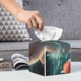 thumbnail image 6 of Sikiie Flower White Dolphin Leather Tissue Box Cover Square, tissue box holder, Tissue Box with Bottom Belt-5.2”x5.2”x5.2”, 6 of 7