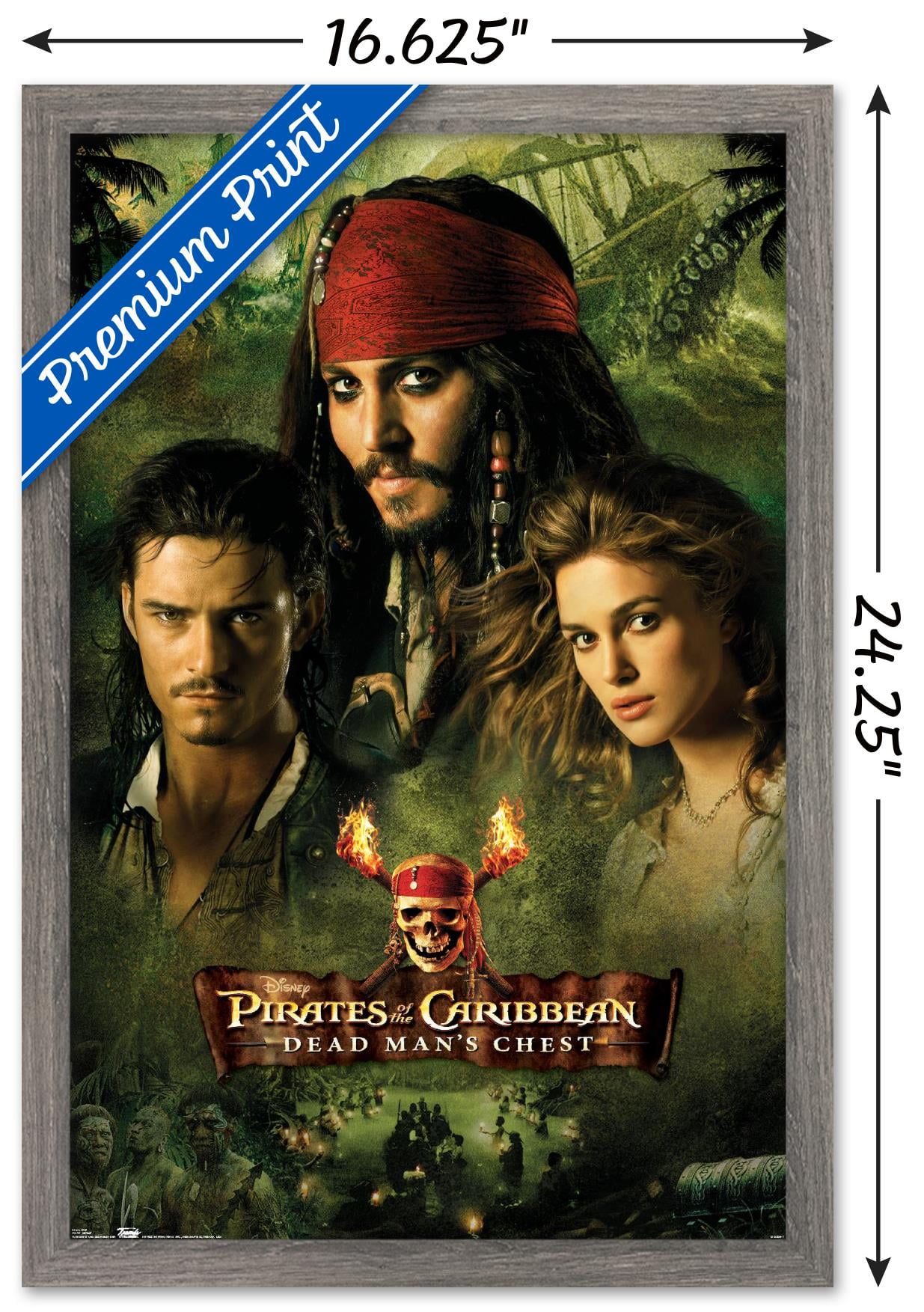 PIRATES OF CARIBBEAN 2 ~ DEAD MAN'S CHEST JACK & WILL BACK TO BACK 24x36 POSTER 