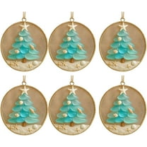 Sea Glass Christmas Tree Ornament Handmade Holiday Hanging Decoration, Coastal Style Christmas Tree Pendant for Home Party Festival Decor