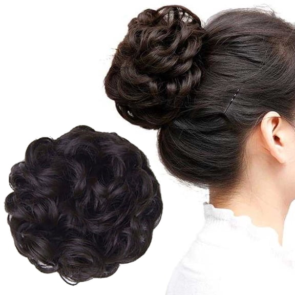 Wavy Curly Messy Hair Extensions, Donut Hair Chignons, Synthetic Ponytail Extensions, Scrunchies for Women, Easy to Wear and Maintain, Ideal for Casual or Special Occasions Wedding, Halloween, Chris
