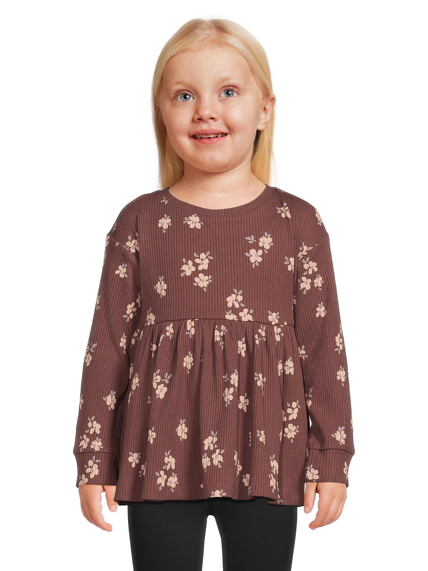 easypeasy Toddler Girls Long Sleeve Babydoll Top, Sizes 12M5T