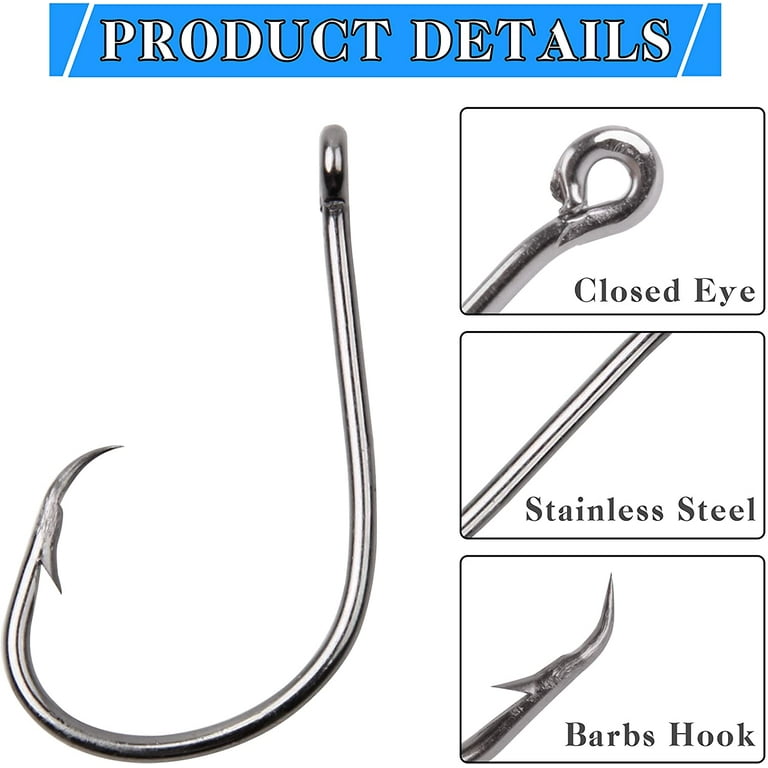 Circle Hooks Saltwater Fishing Hooks Set, 100pcs Inline Octopus Circle  Hooks Straight Eye Barbed High Carbon Steel Wire Hook 1/0-5/0