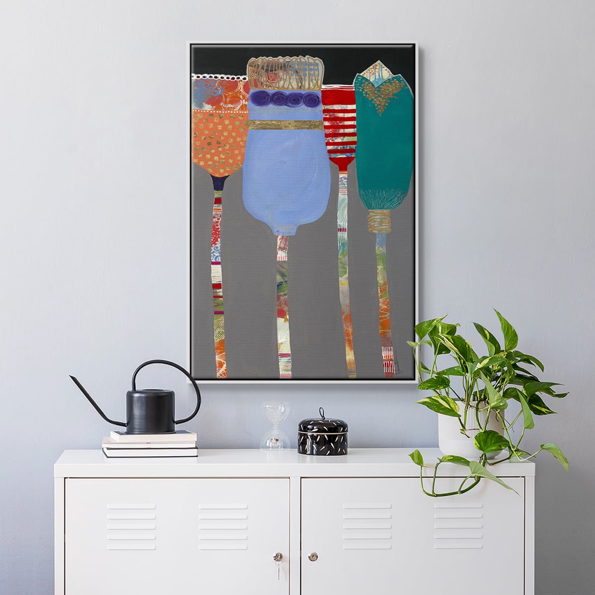 Tall Tulips Framed Premium Gallery Wrapped Canvas - Ready to Hang - 27 x 41 - White Floating Frame