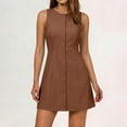 thumbnail image 3 of HAPIMO Women's Dress Crew Neck Sleeveless Short Length Fashionable Casual Wear Modern Classic Brown S, 3 of 8