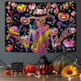 thumbnail image 4 of Tapiz de calavera de rock and roll, divertidos tapices de esqueleto, tapiz de setas hippie, tapiz de calabaza de Halloween, tapiz de estrellas de colores (95 x 73 cm), 4 of 5