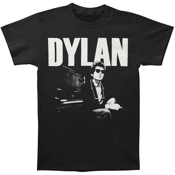 Bob Dylan - Camiseta At Piano de Algodón para Adultos Unisex (Negro)