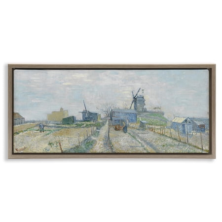 Stupell Industries Classic Van Gogh Vegetable Gardens Landscape & Nature Painting Brown Floater Framed Canvas Art Print Wall Art  25 x 11