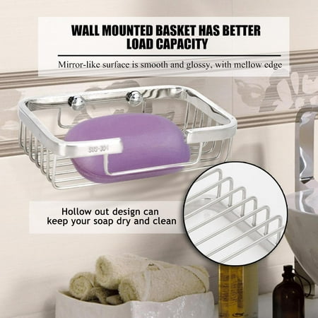 Mount Soap Basket - TOPINCN Home Bathroom Stainless Steel Wall Mounted Soap Dish Holder Tray Shower Storage Basket