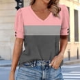 thumbnail image 2 of DeHolifer Women's Tops Casual Color Block Short Sleeve V-Neck T-Shirts Summer Casual Tees Tops Pink XL, 2 of 7