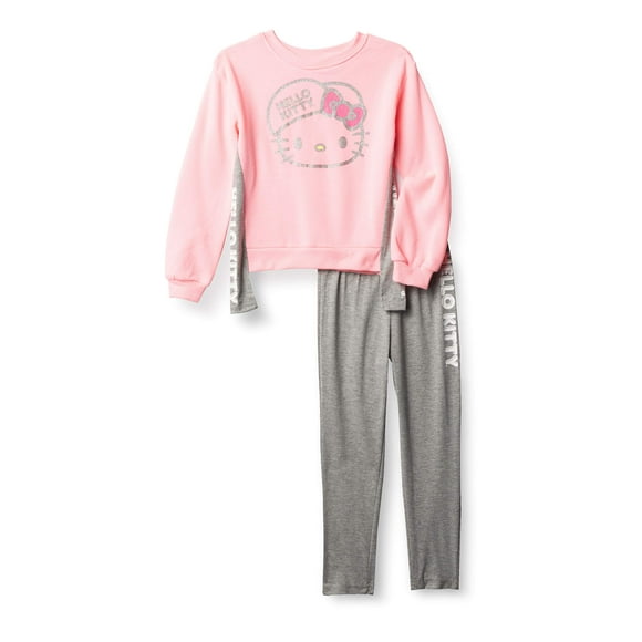 Hello Kitty Girls' Fleece Sweatshirt and Legging Set, Cotton Candy, 3T