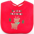 thumbnail image 2 of Baberos impermeables para bebés Baberos de tela para cena con deseos navideños y cuidado de autoalimentación de ciervos para niños pequeños (rojo), 2 of 7