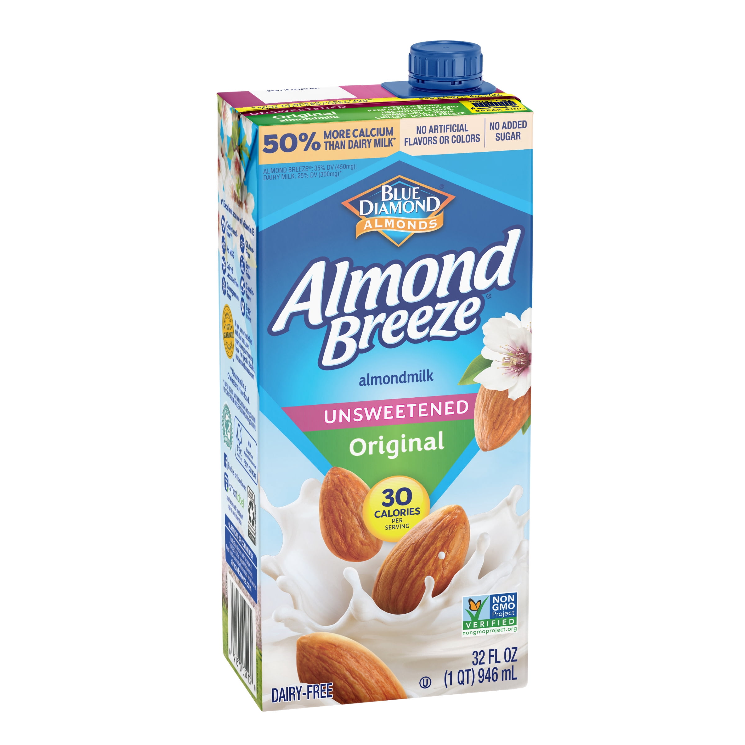 Almond Breeze Shelf-Stable Unsweetened Original Dairy-Free Almondmilk, 32 oz