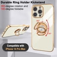 thumbnail image 3 of for iPhone 14 Pro Max Case with Magnetic Ring Holder Soft TPU Electroplated Cover Shockproof Scratchproof Kickstand Slim Protective Phone Case for iPhone 14 Pro Max White, 3 of 6