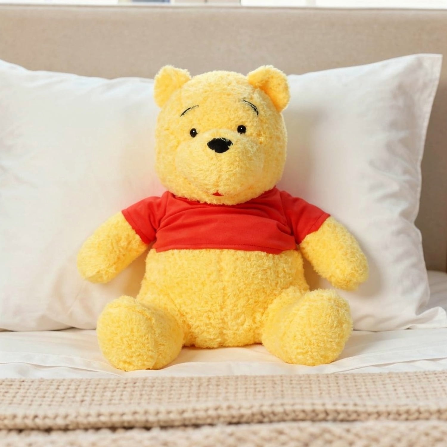 Winnie The Pooh Kids Fuzzy Decorative Weighted Pillow Buddy, Polyester, Yellow & Red, Disney