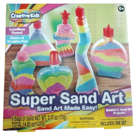 Creative Kids Super Sand Art Kit – DIY Craft Set with 6 Bottles & 6 Colors – Ages 6 