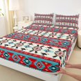 thumbnail image 3 of jejeloiu Boho Bohemain Full Size Sheets,Vintage Aztec Geometric Bed Sheets,Red Beige Geometric Sheet Sets,Breathable Room Decorative,4-Piece, 3 of 7