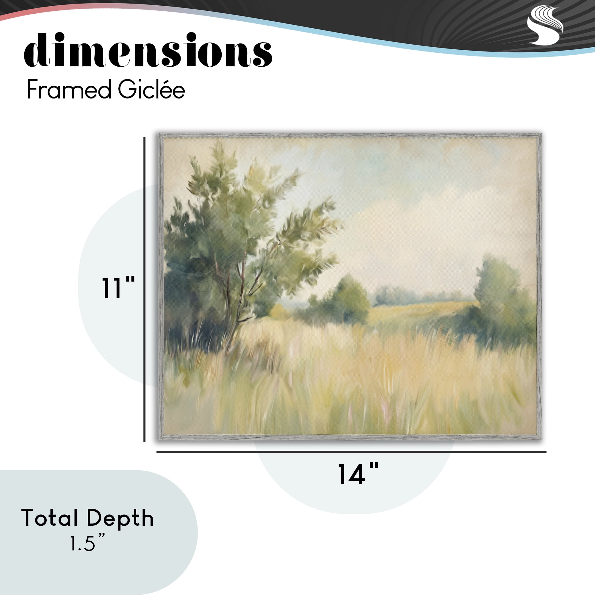 Stupell Industries Summer Green Meadow Gray Framed Giclee Art, design by Kim Allen
