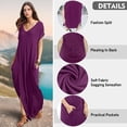 thumbnail image 4 of Vestido largo holgado con cuello en V y bolsillo para mujer, 4 of 4