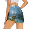 thumbnail image 2 of Uemuo Majestic Deer Mountain Lake Pattern Women's Athletic Shorts High Waisted Running Shorts with Liner Pockets Gym Elastic Workout Shorts-X-Large, 2 of 9